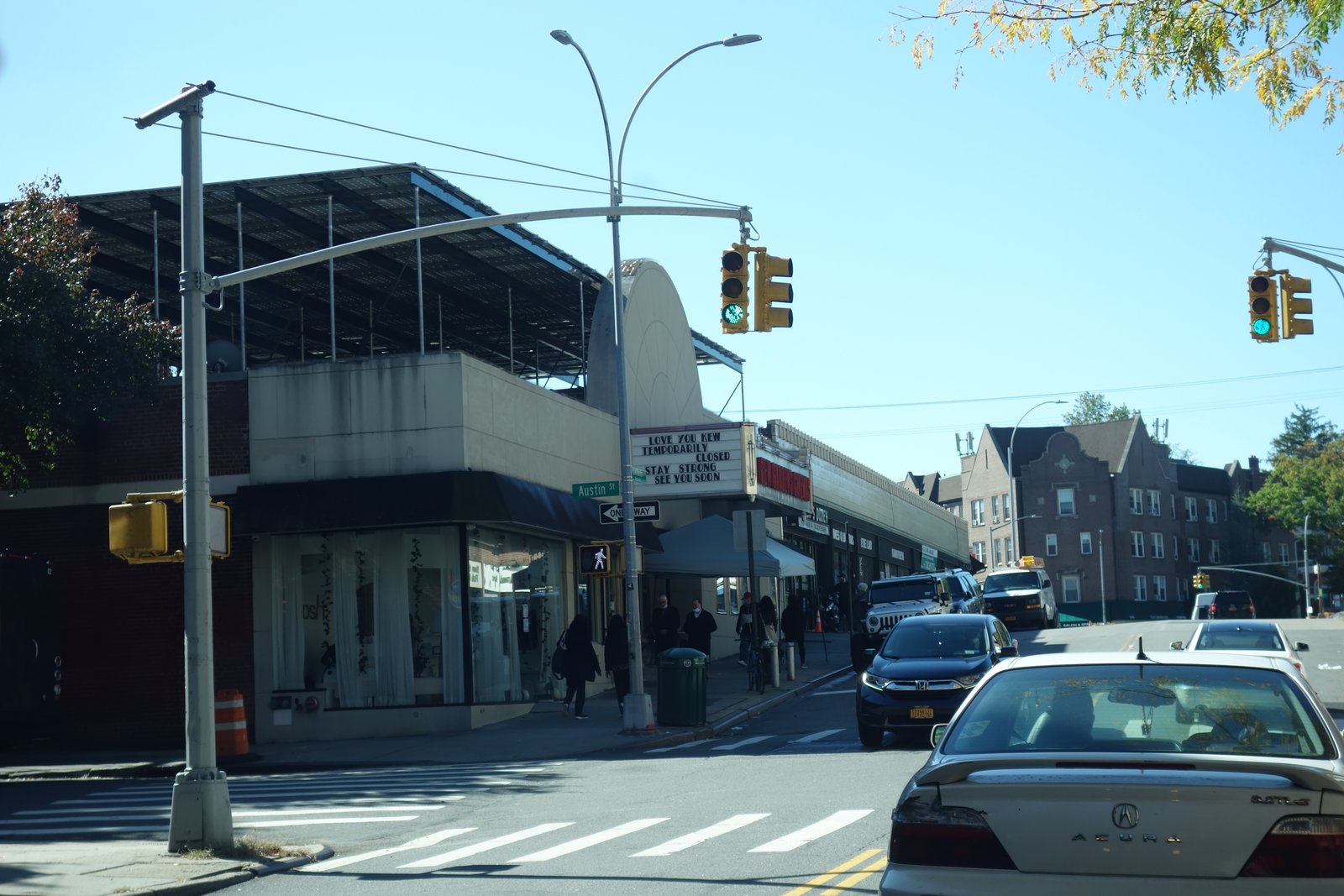 Kew Gardens Cinemas marquee at Austin Street, photographed in October 2020.