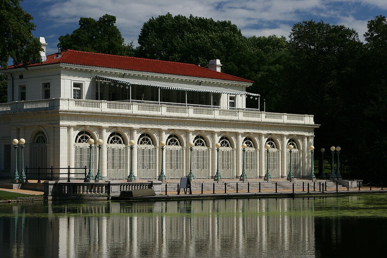 Prospect Park's historic Boathouse overlooking the Lullwater