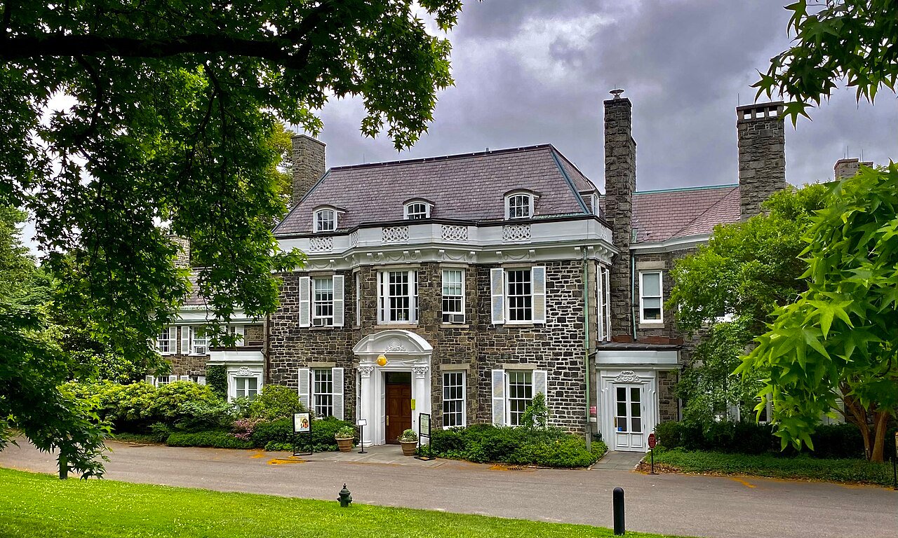 The fieldstone Wave Hill House within the public garden in Riverdale