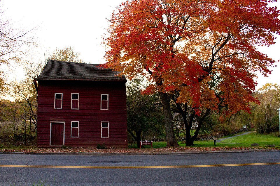 The wooden Voorlezer's House at Historic Richmond Town on Staten Island