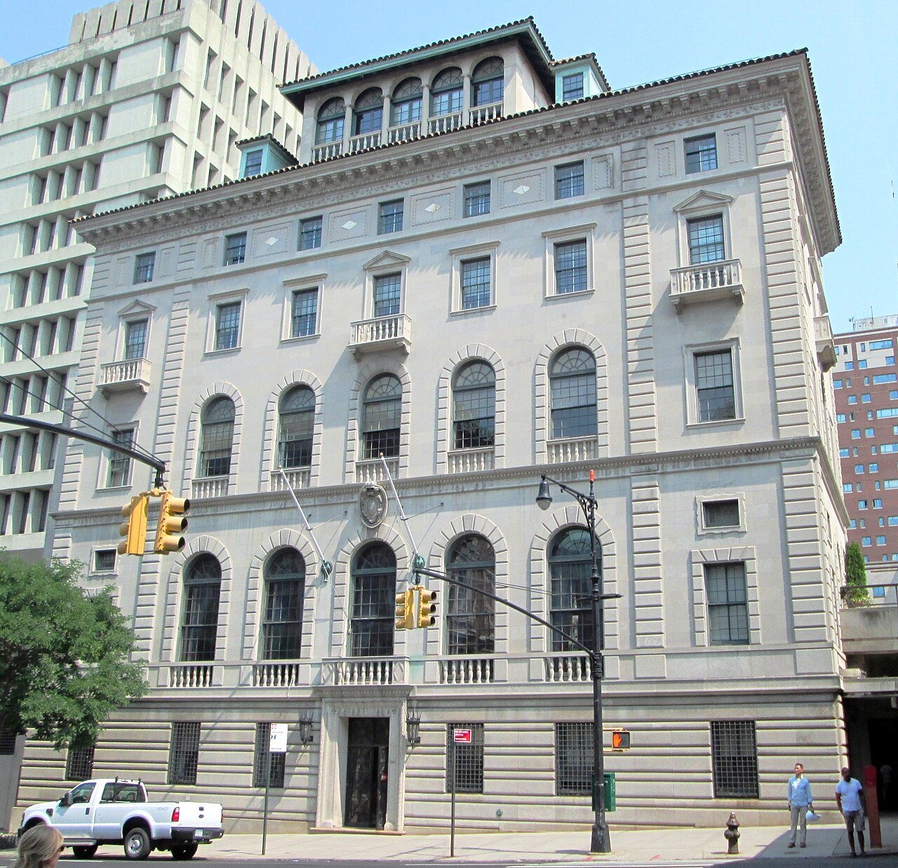 Columbia's Casa Italiana facade and tall main-floor windows on Amsterdam Avenue in 2014