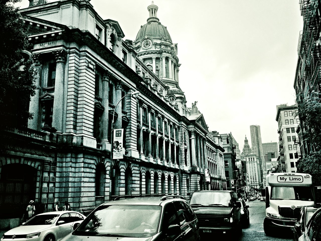 Former New York City Police Headquarters, black-and-white street view