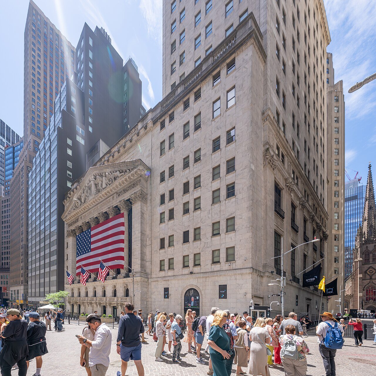 The Broad Street facade of the New York Stock Exchange