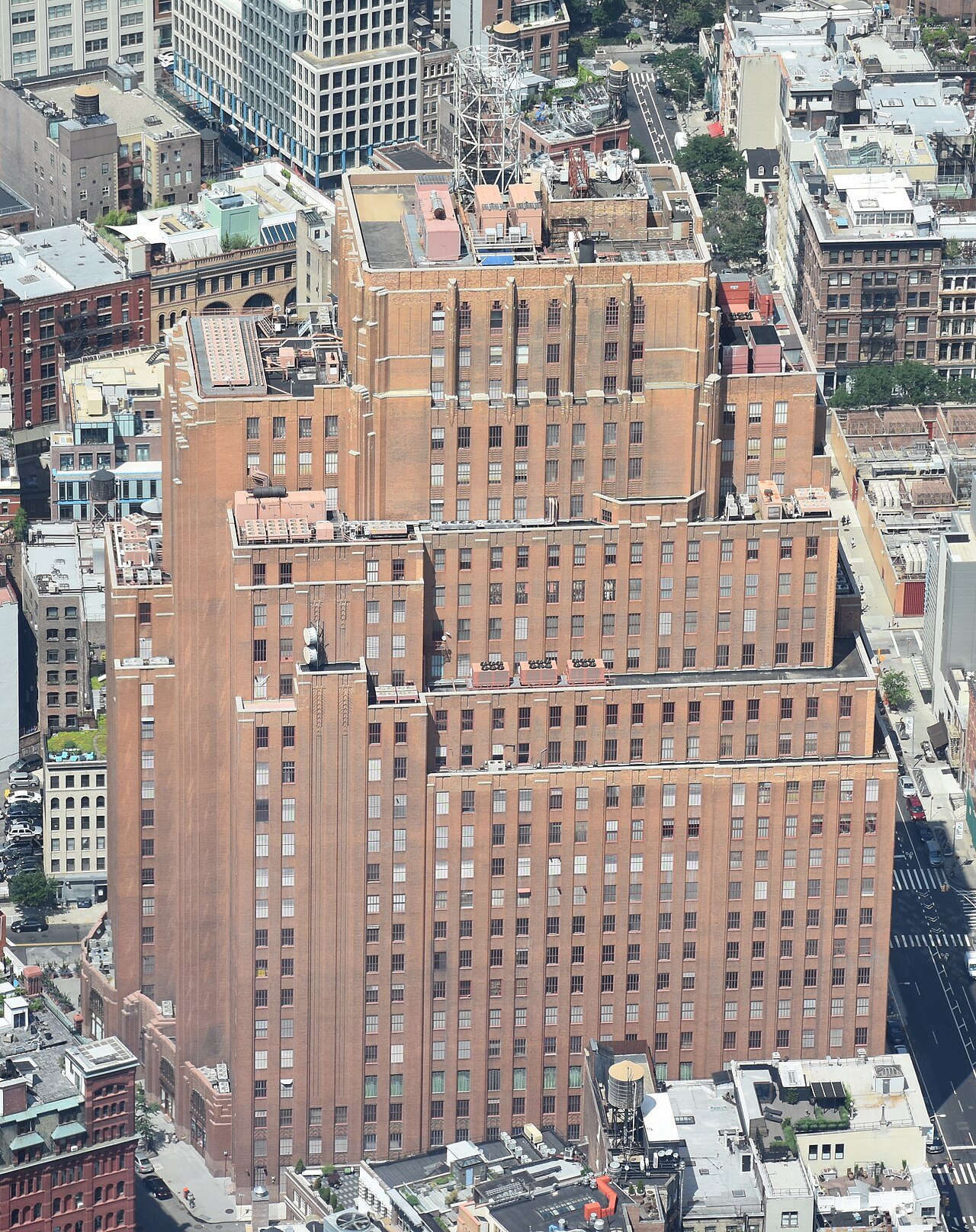 Western Union Building at 60 Hudson Street, photographed from above in 2015