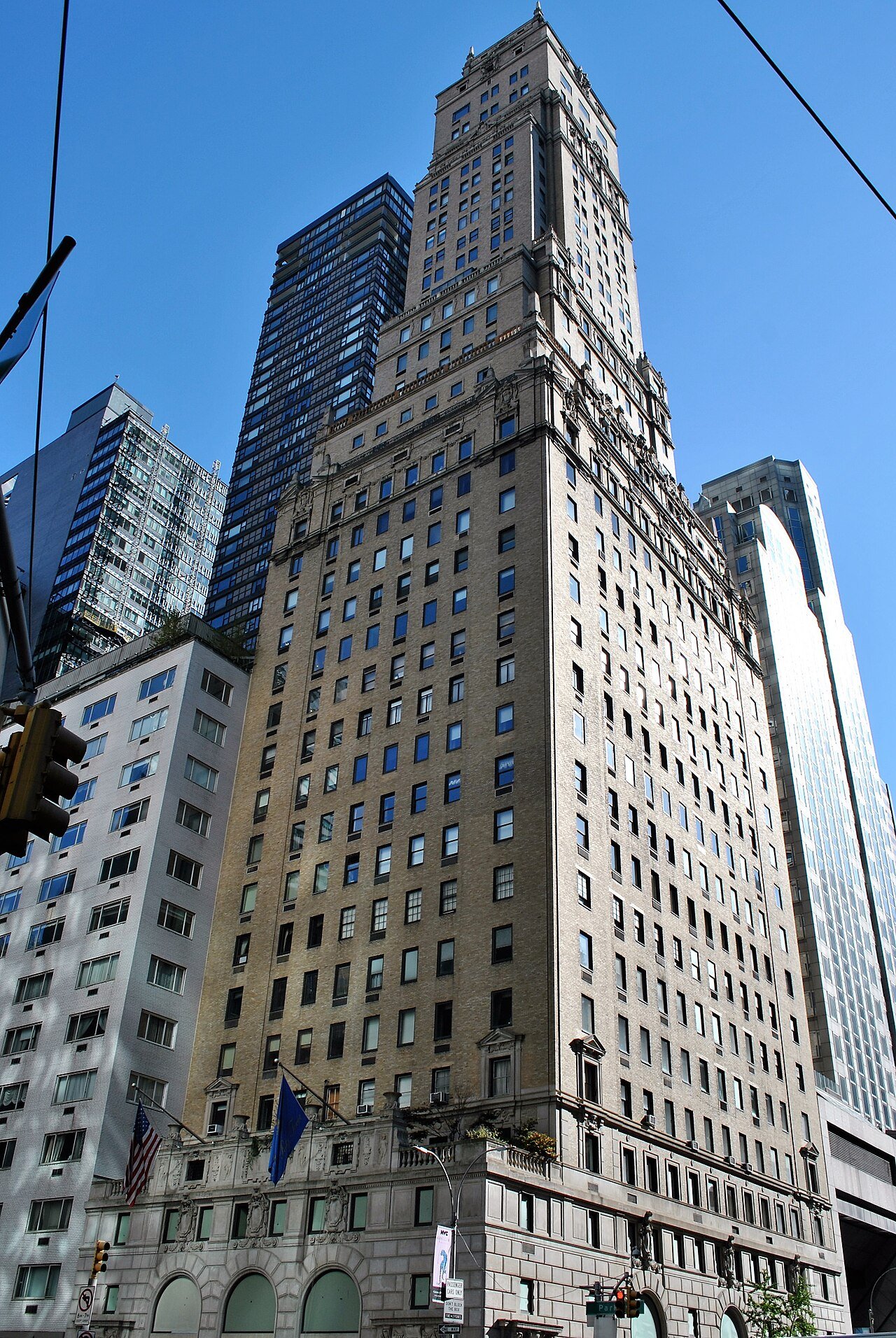 Ritz Tower's stepped residential tower at Park Avenue and East 57th Street