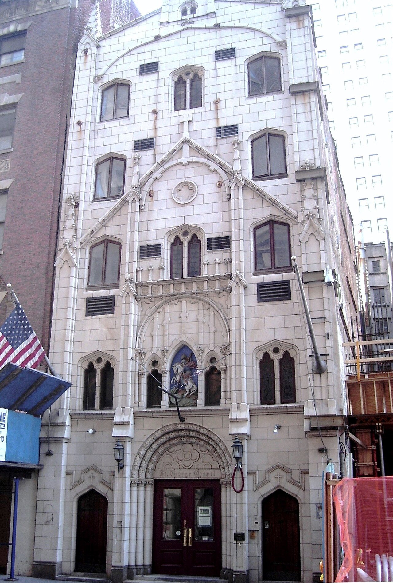 Former St. George's Syrian Catholic Church and its white terra-cotta front in 2012