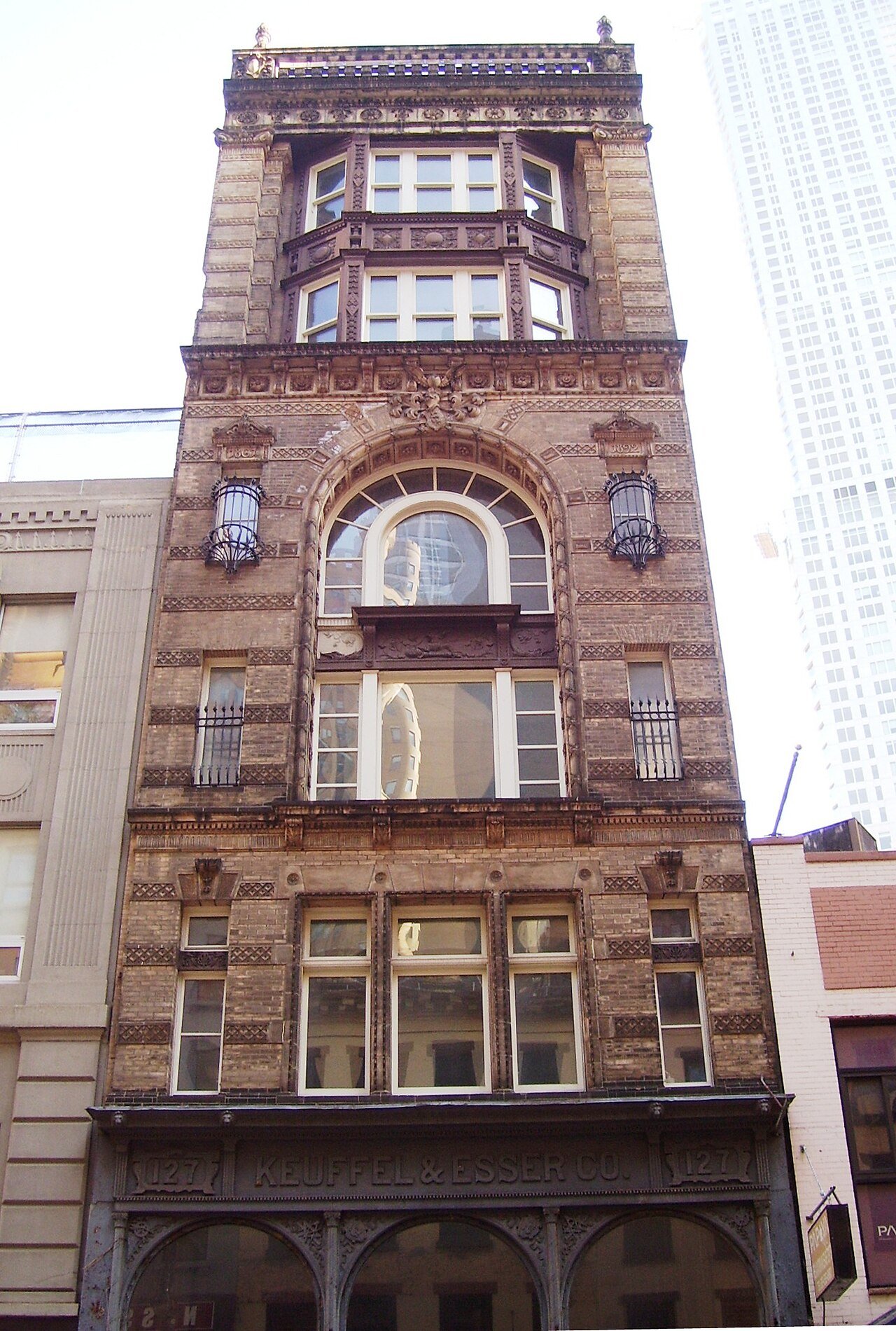Keuffel & Esser's former Fulton Street showroom, including the company-name storefront