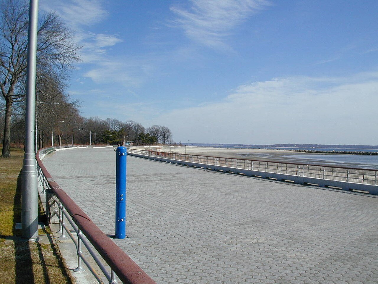 Orchard Beach promenade beside Long Island Sound