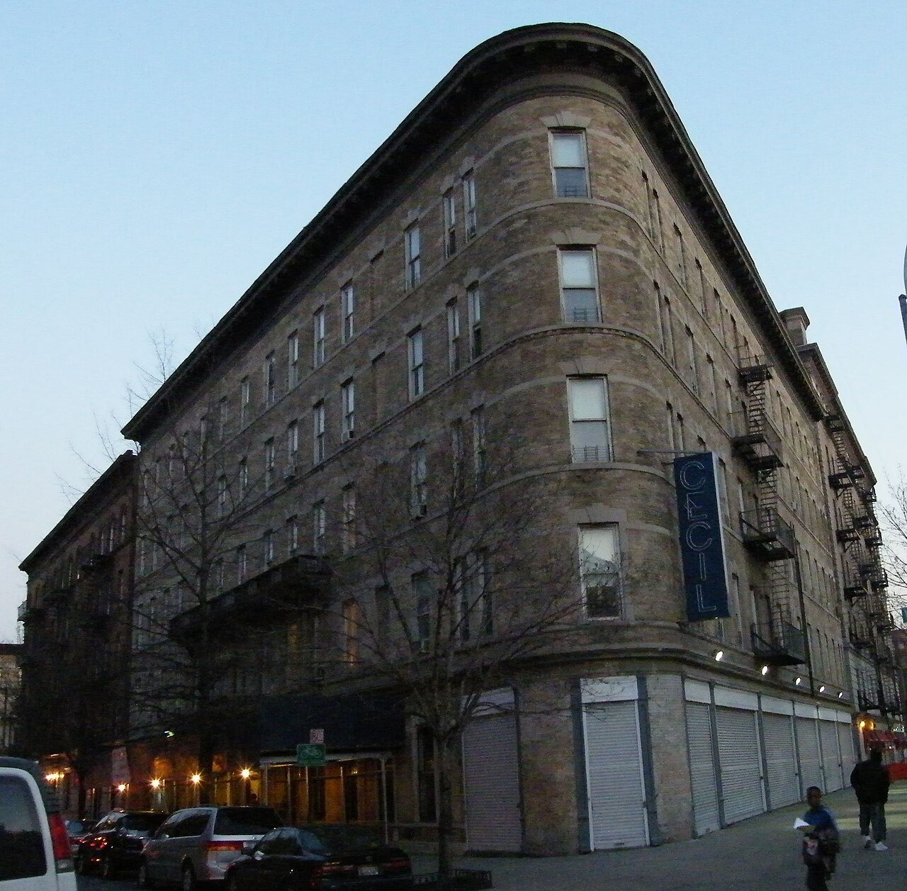 Hotel Cecil and Minton’s Playhouse building exterior photographed in 2009